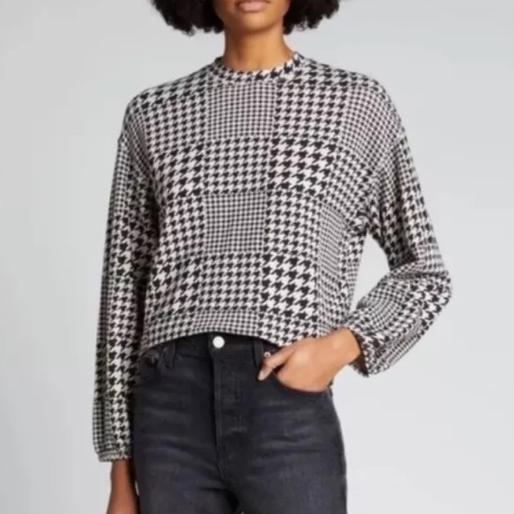 Monrow Supersoft Fleece Houndstooth Sweatshirt Size 4
